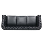 Canapé Chesterfield en similicuir avec accoudoirs roulés (3 places)