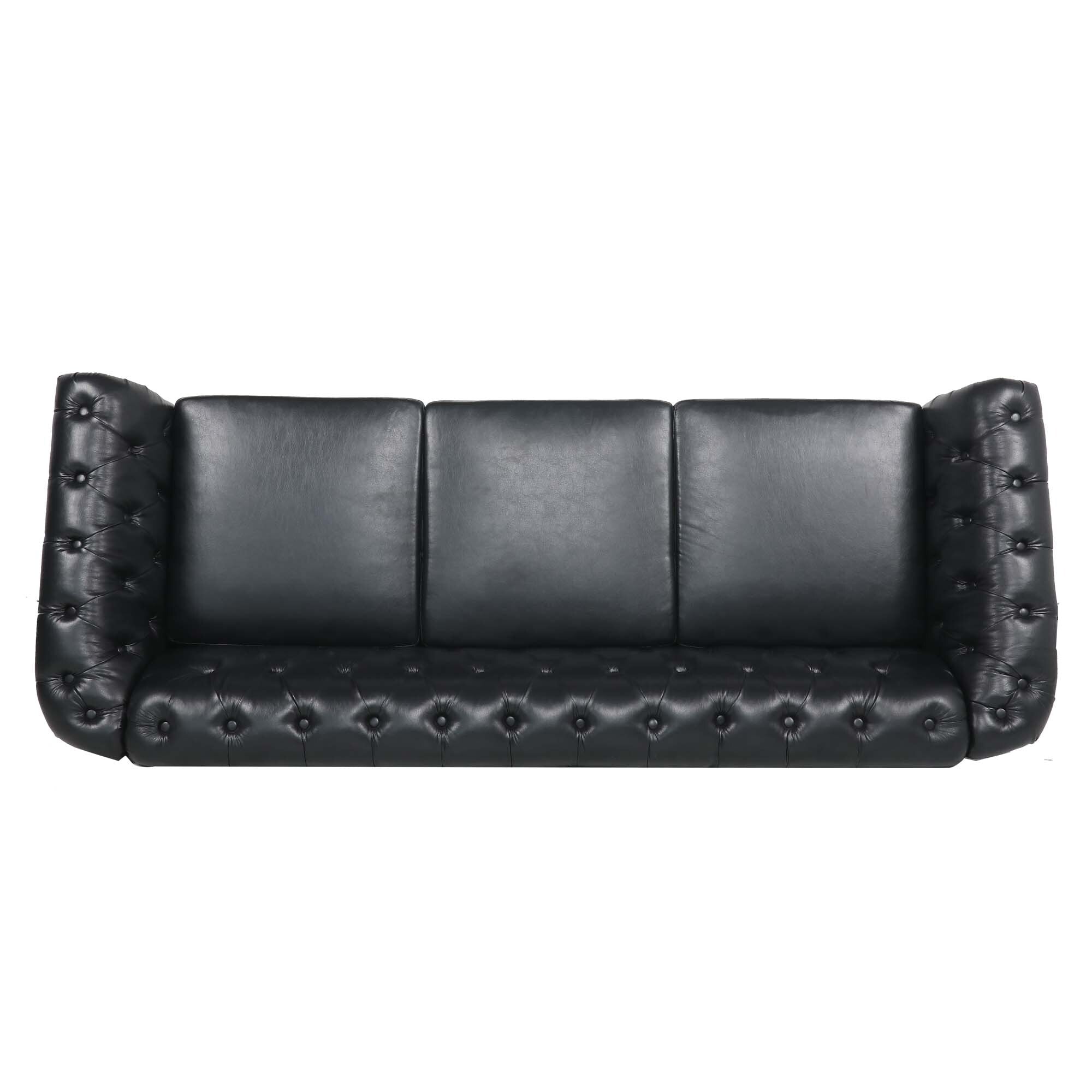 Canapé Chesterfield en similicuir avec accoudoirs roulés (3 places)