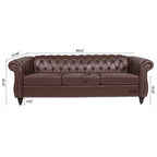 Canapé Chesterfield en similicuir avec accoudoirs roulés (3 places)