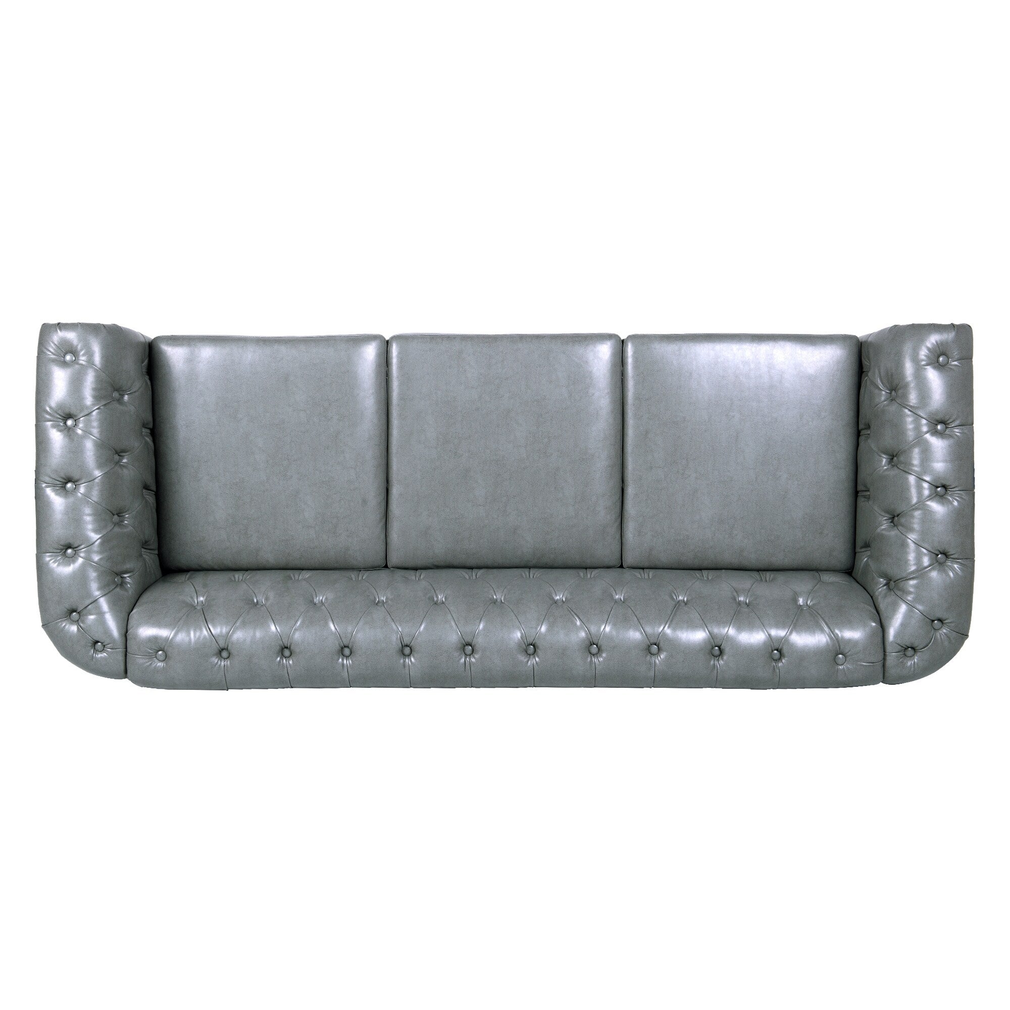 Canapé Chesterfield en similicuir avec accoudoirs roulés (3 places)