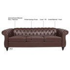Canapé Chesterfield en similicuir avec accoudoirs roulés (3 places)