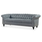 Canapé Chesterfield en similicuir avec accoudoirs roulés (3 places)