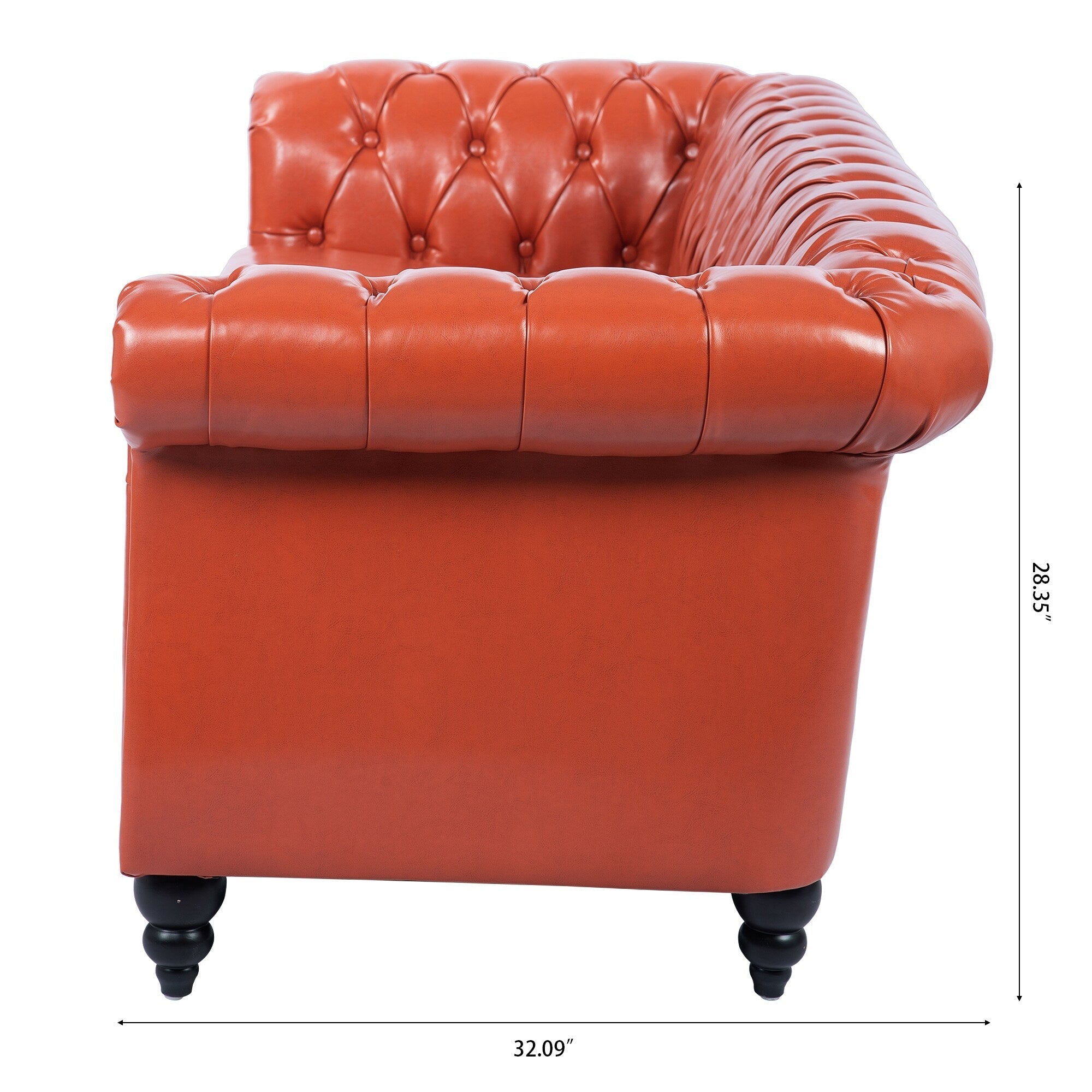 Canapé Chesterfield en similicuir avec accoudoirs roulés (3 places)