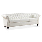 Canapé Chesterfield en similicuir avec accoudoirs roulés (3 places)