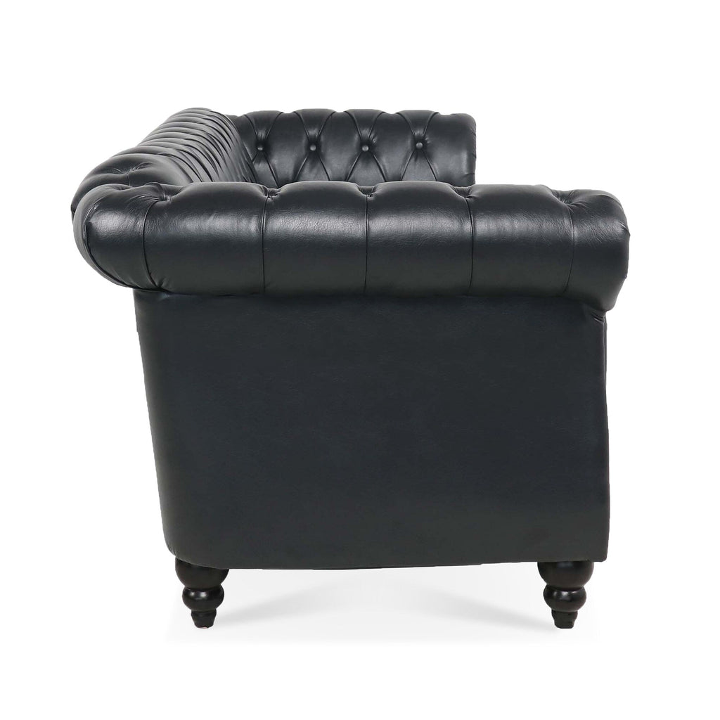 Canapé Chesterfield en similicuir avec accoudoirs roulés (3 places)