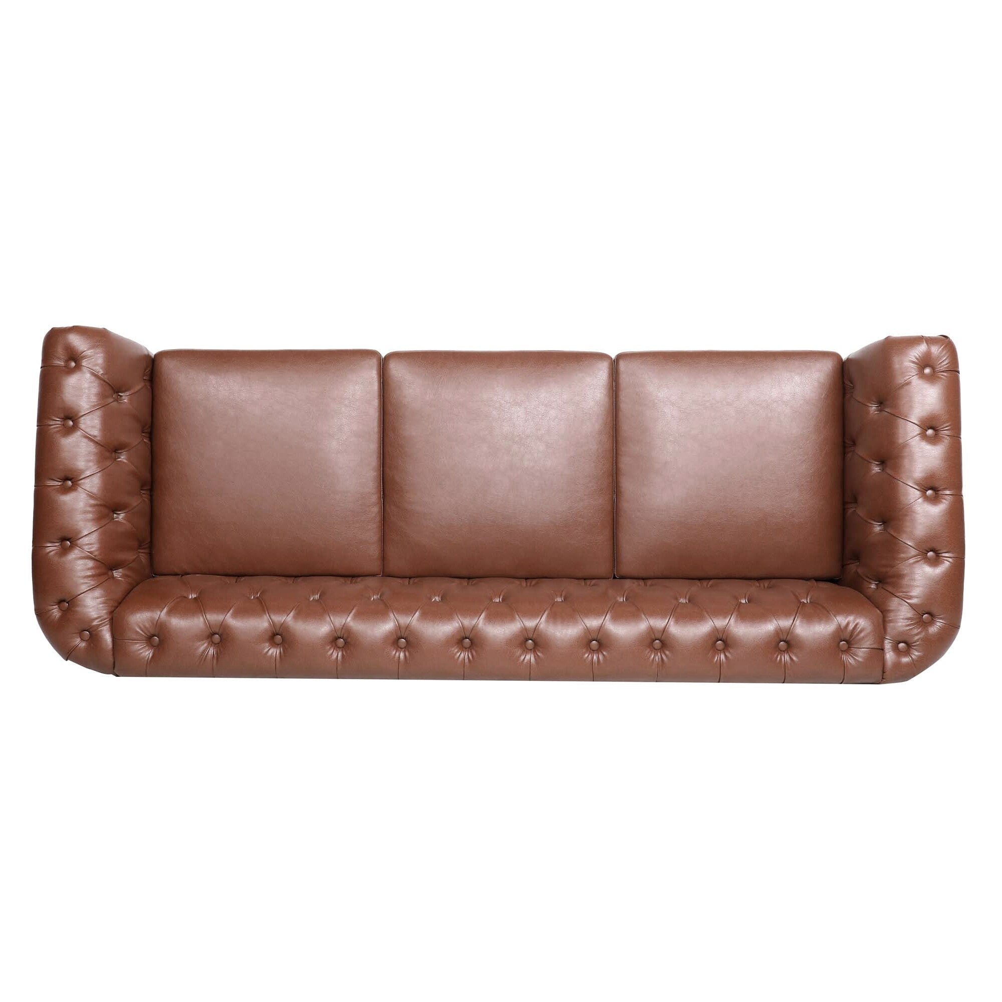 Canapé Chesterfield en similicuir avec accoudoirs roulés (3 places)