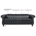 Canapé Chesterfield en similicuir avec accoudoirs roulés (3 places)