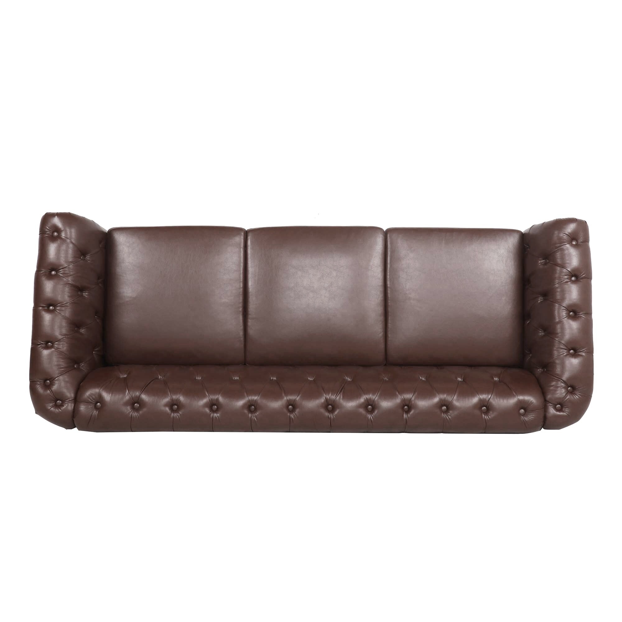 Canapé Chesterfield en similicuir avec accoudoirs roulés (3 places)