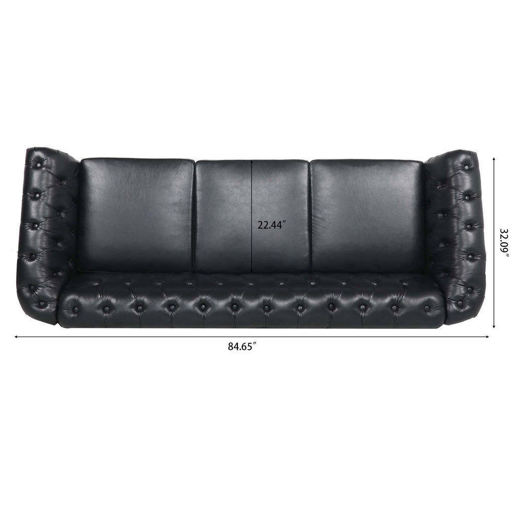 Canapé Chesterfield en similicuir avec accoudoirs roulés (3 places)