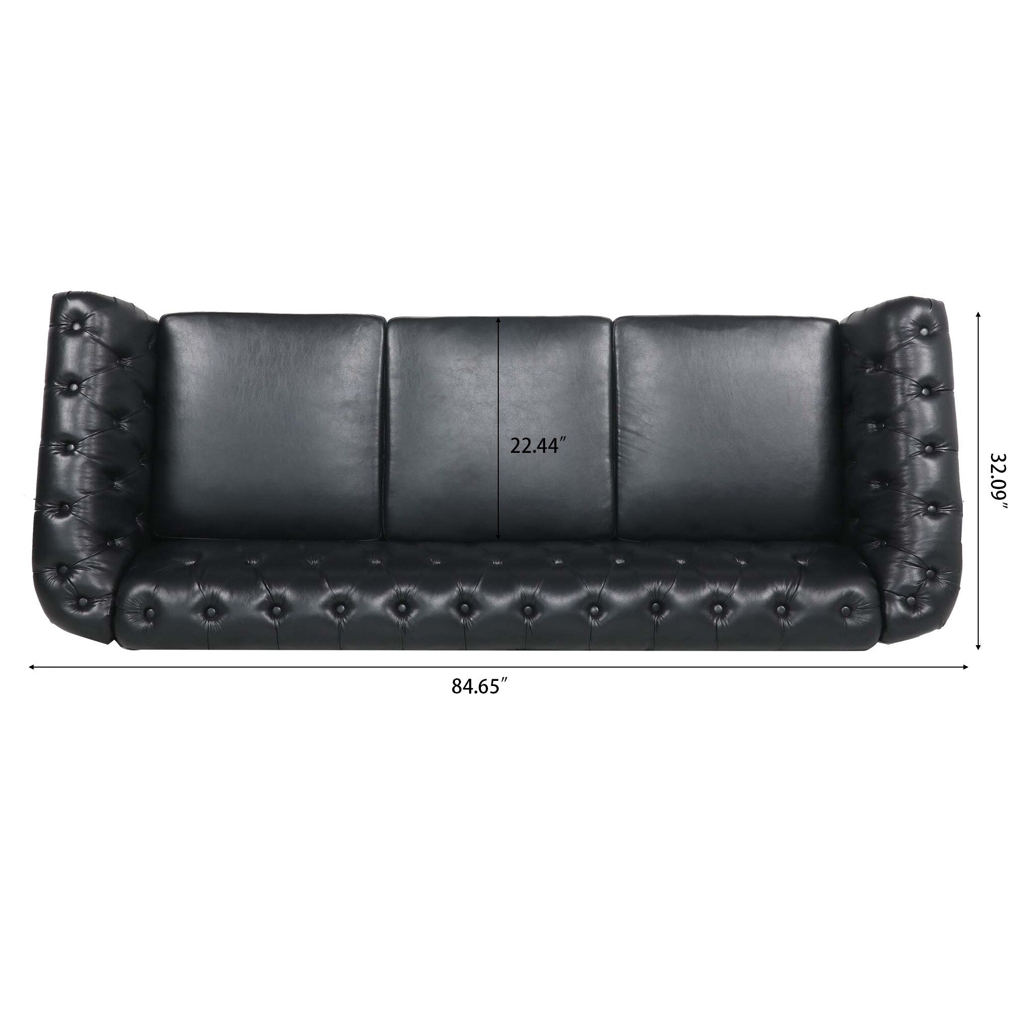 Canapé Chesterfield en similicuir avec accoudoirs roulés (3 places)