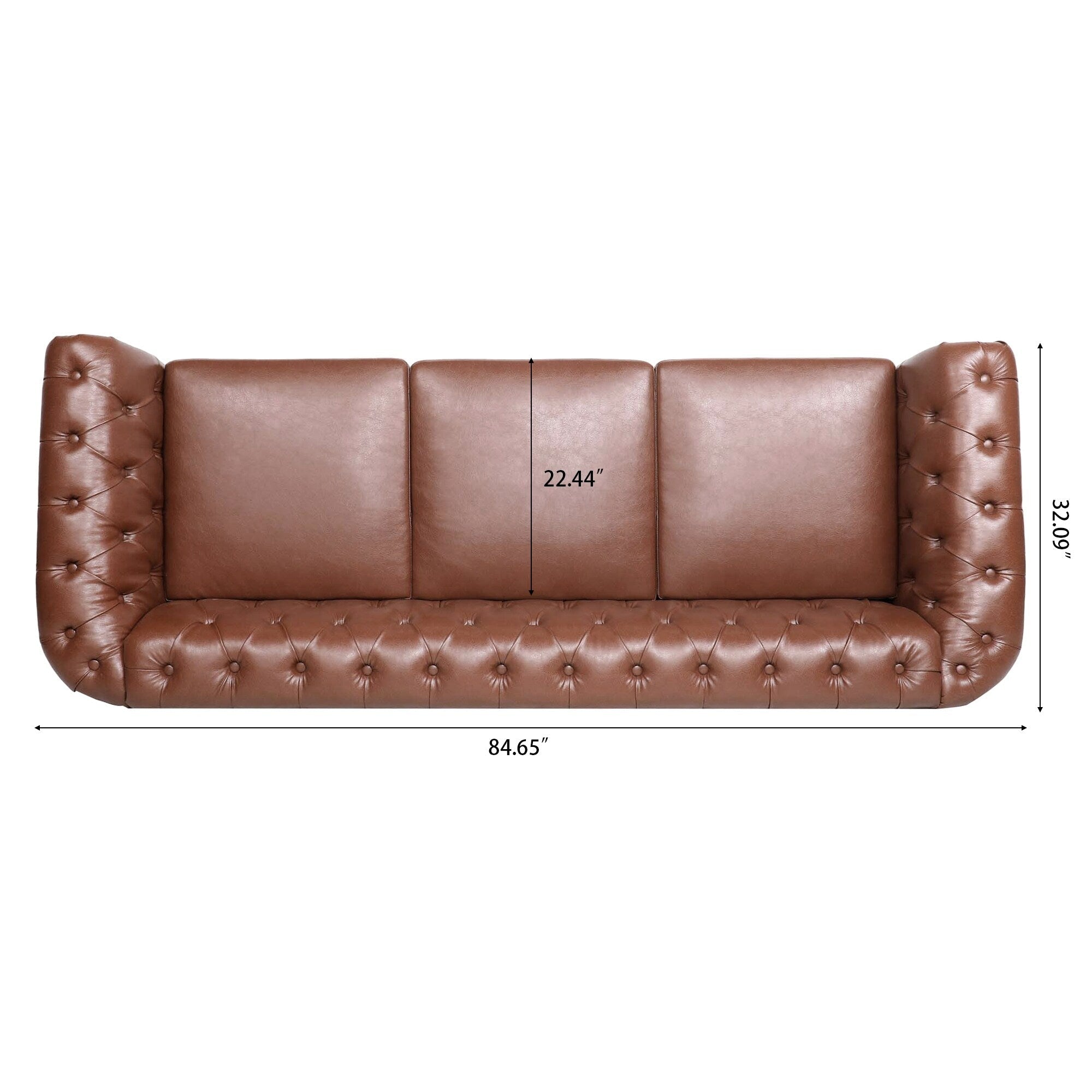 Canapé Chesterfield en similicuir avec accoudoirs roulés (3 places)