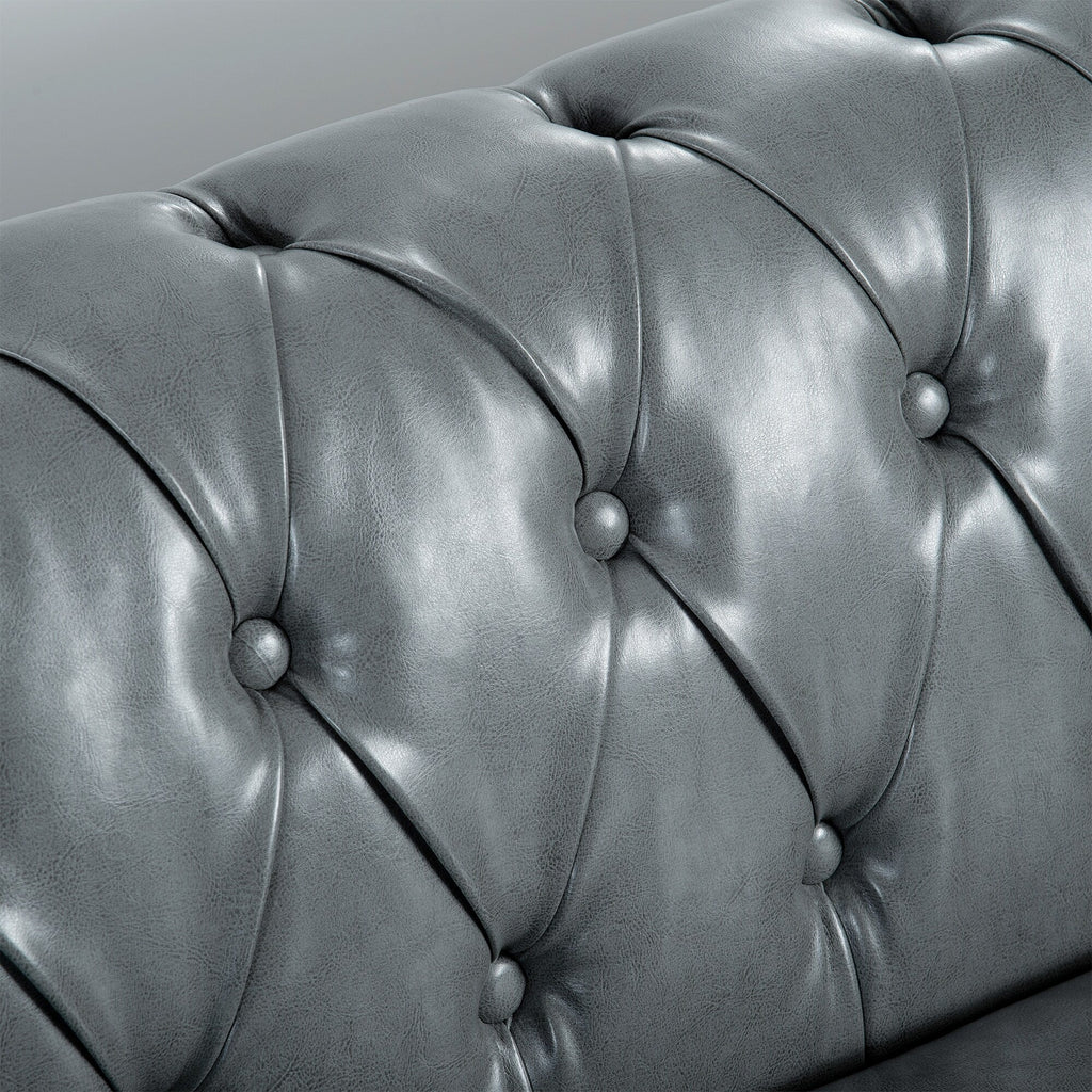 Canapé Chesterfield en similicuir avec accoudoirs roulés (3 places)