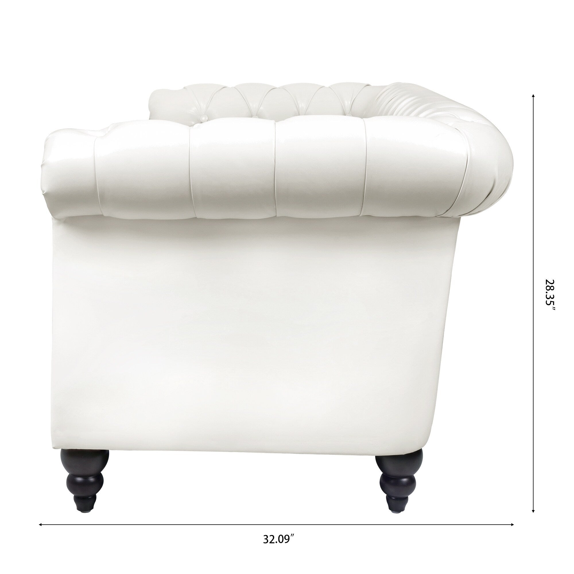 Canapé Chesterfield en similicuir avec accoudoirs roulés (3 places)