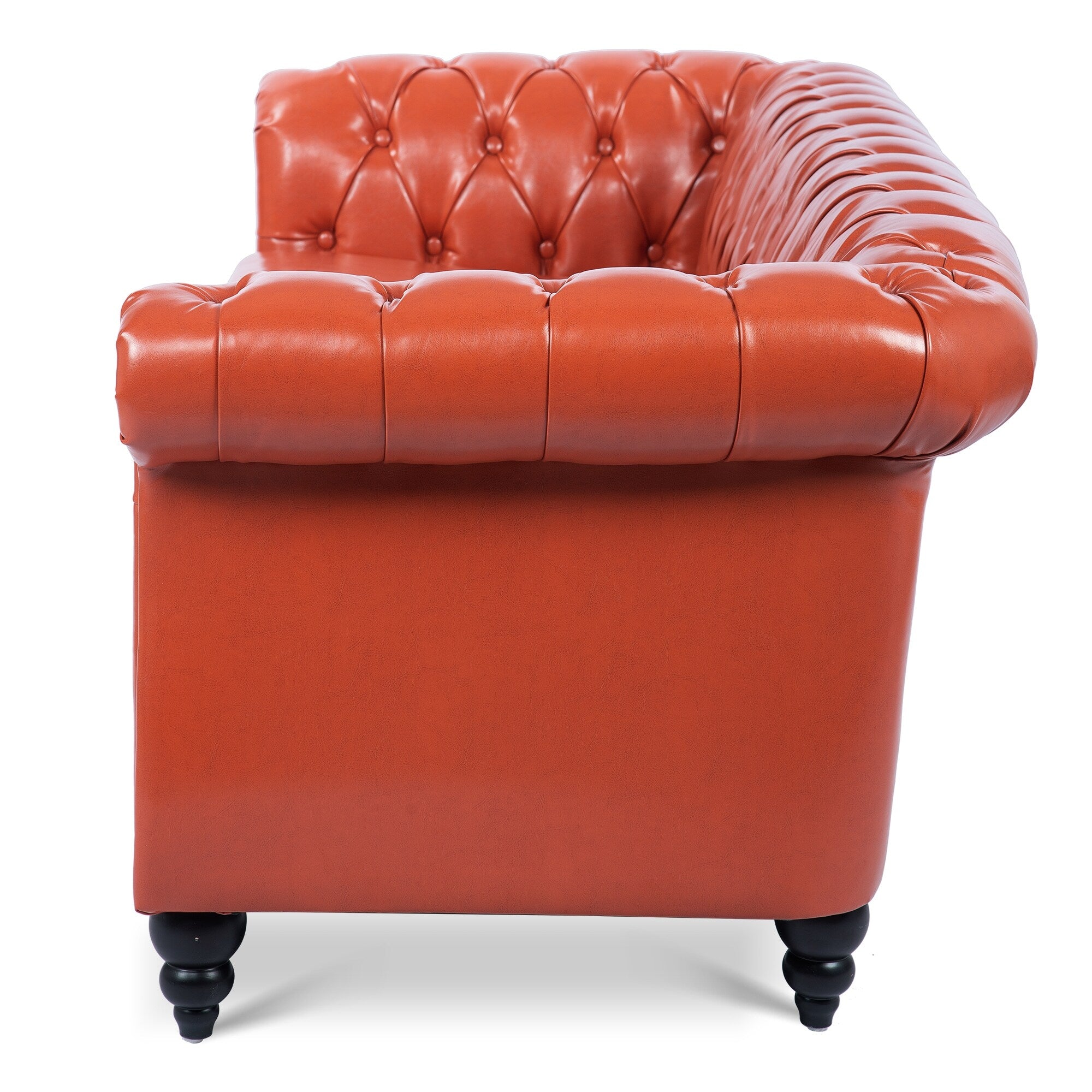 Canapé Chesterfield en similicuir avec accoudoirs roulés (3 places)