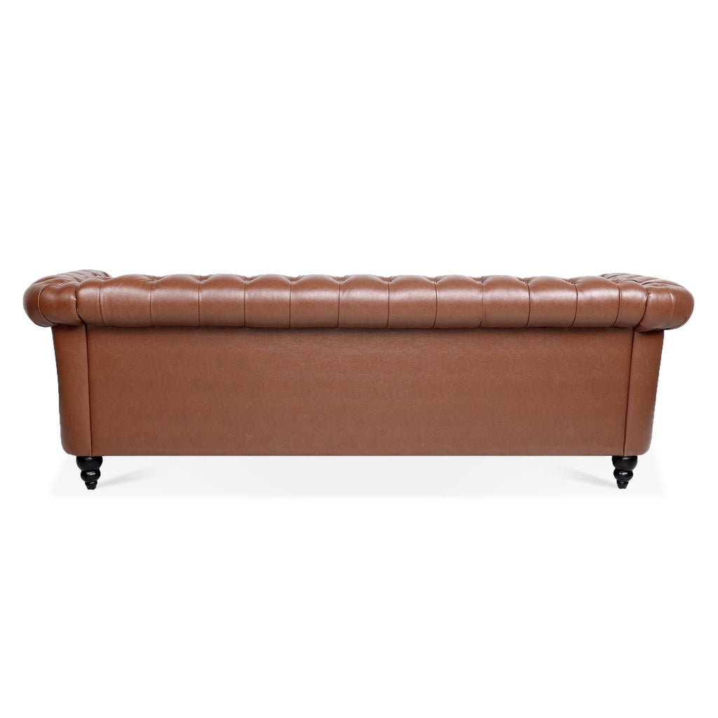 Canapé Chesterfield en similicuir avec accoudoirs roulés (3 places)