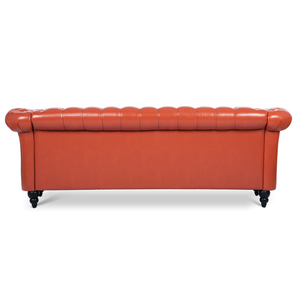Canapé Chesterfield en similicuir avec accoudoirs roulés (3 places)