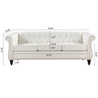 Canapé Chesterfield en similicuir avec accoudoirs roulés (3 places)