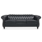 Canapé Chesterfield en similicuir avec accoudoirs roulés (3 places)