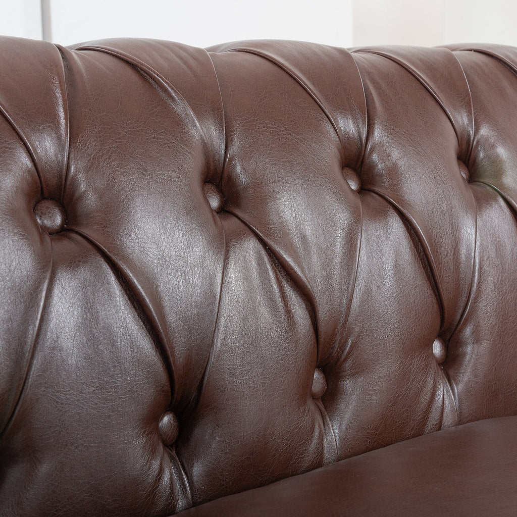 Canapé Chesterfield en similicuir avec accoudoirs roulés (3 places)