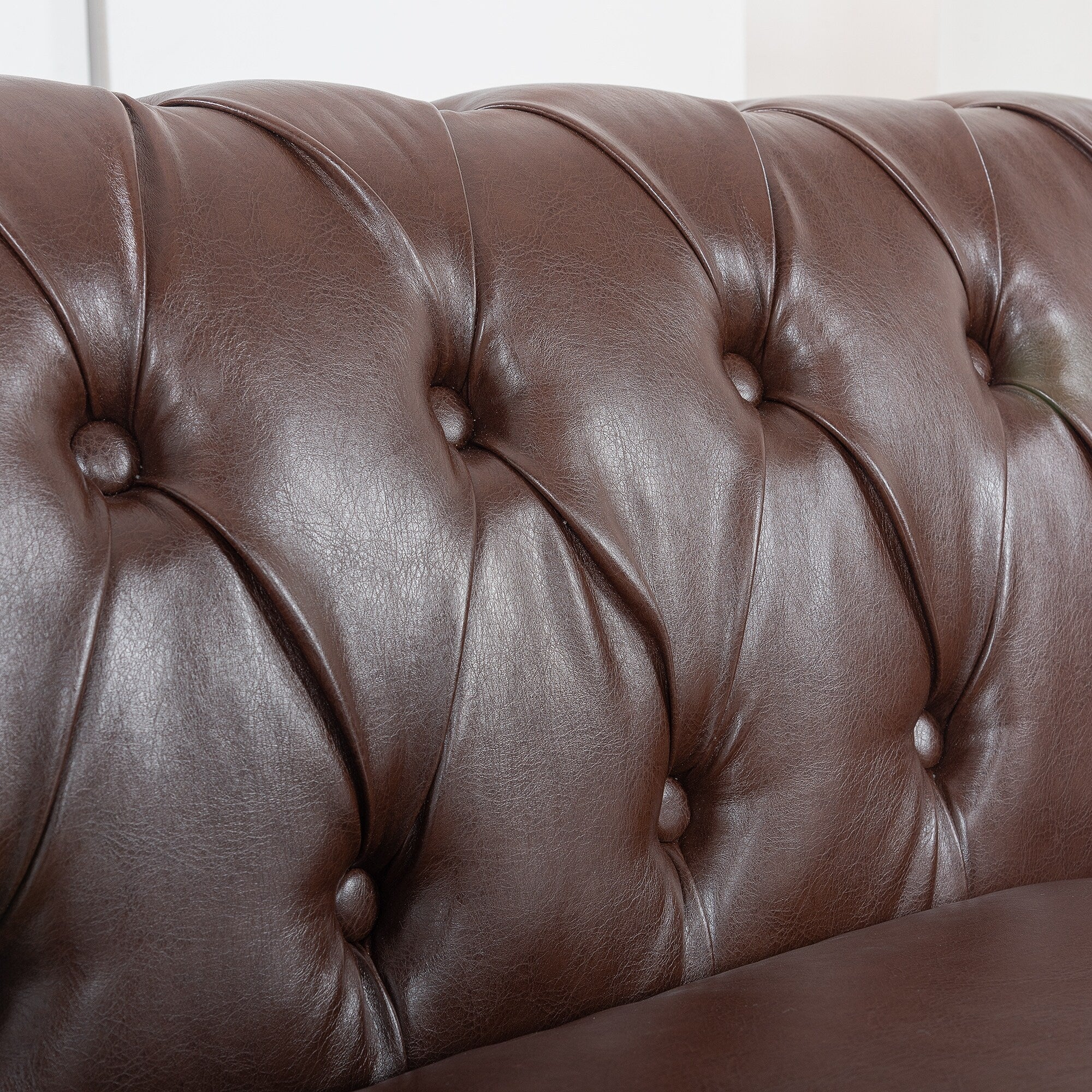 Canapé Chesterfield en similicuir avec accoudoirs roulés (3 places)