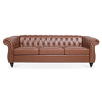 Canapé Chesterfield en similicuir avec accoudoirs roulés (3 places)
