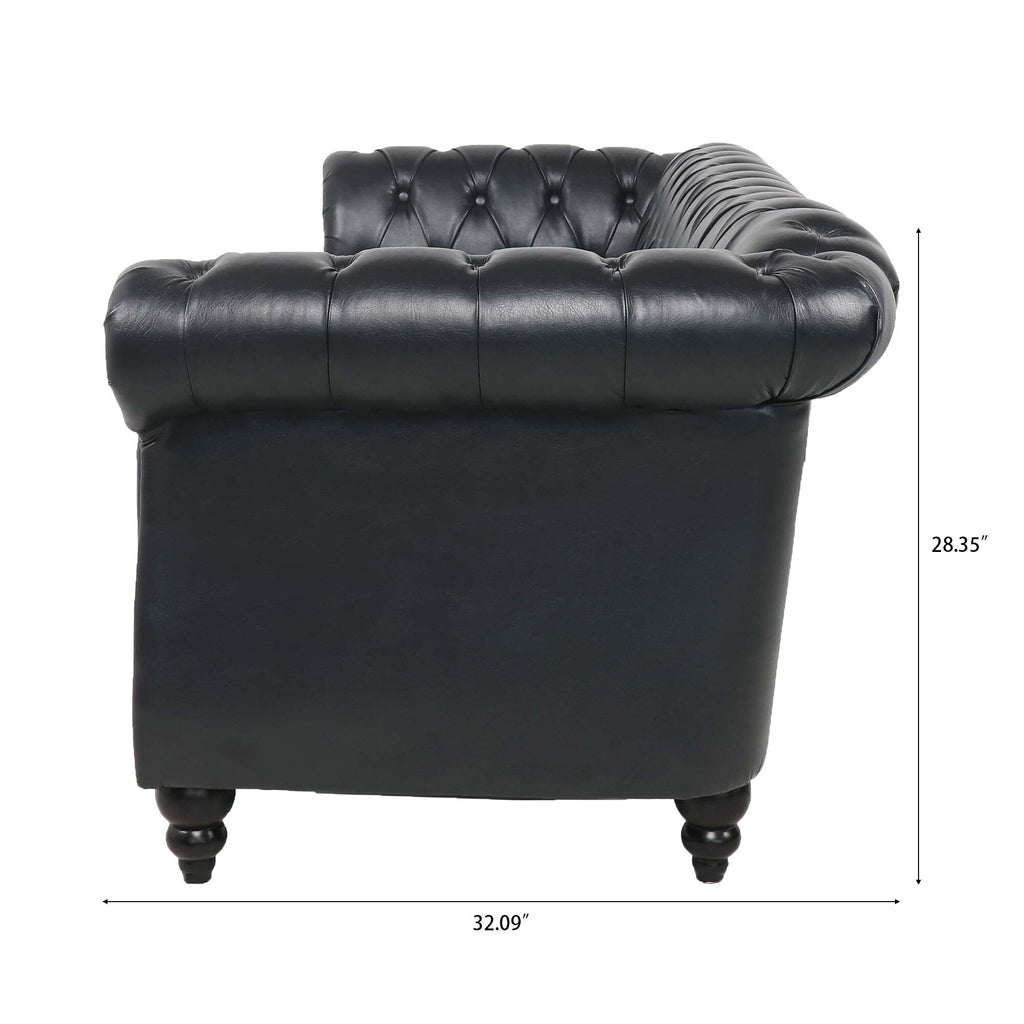 Canapé Chesterfield en similicuir avec accoudoirs roulés (3 places)