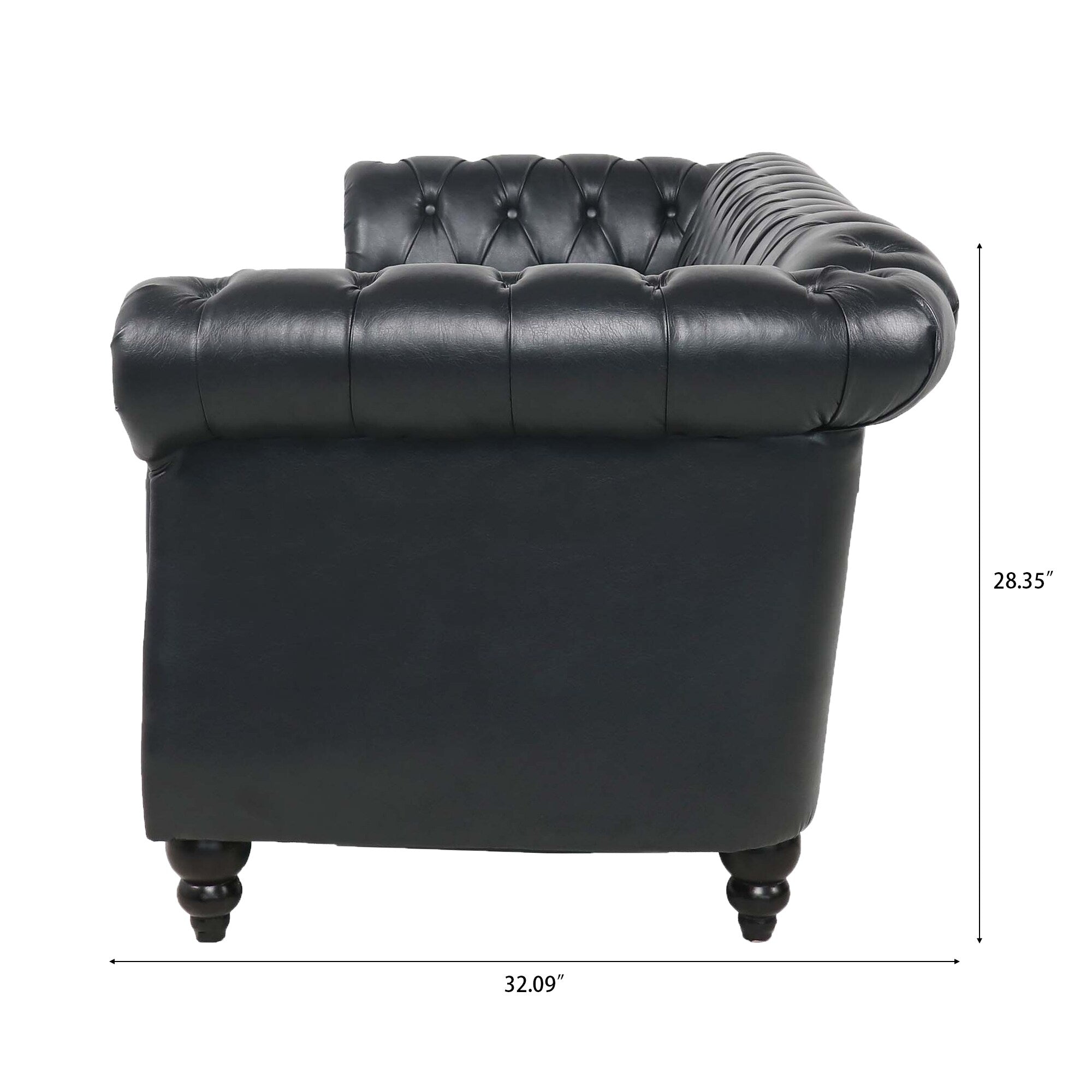 Canapé Chesterfield en similicuir avec accoudoirs roulés (3 places)