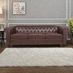 Canapé Chesterfield en similicuir avec accoudoirs roulés (3 places)
