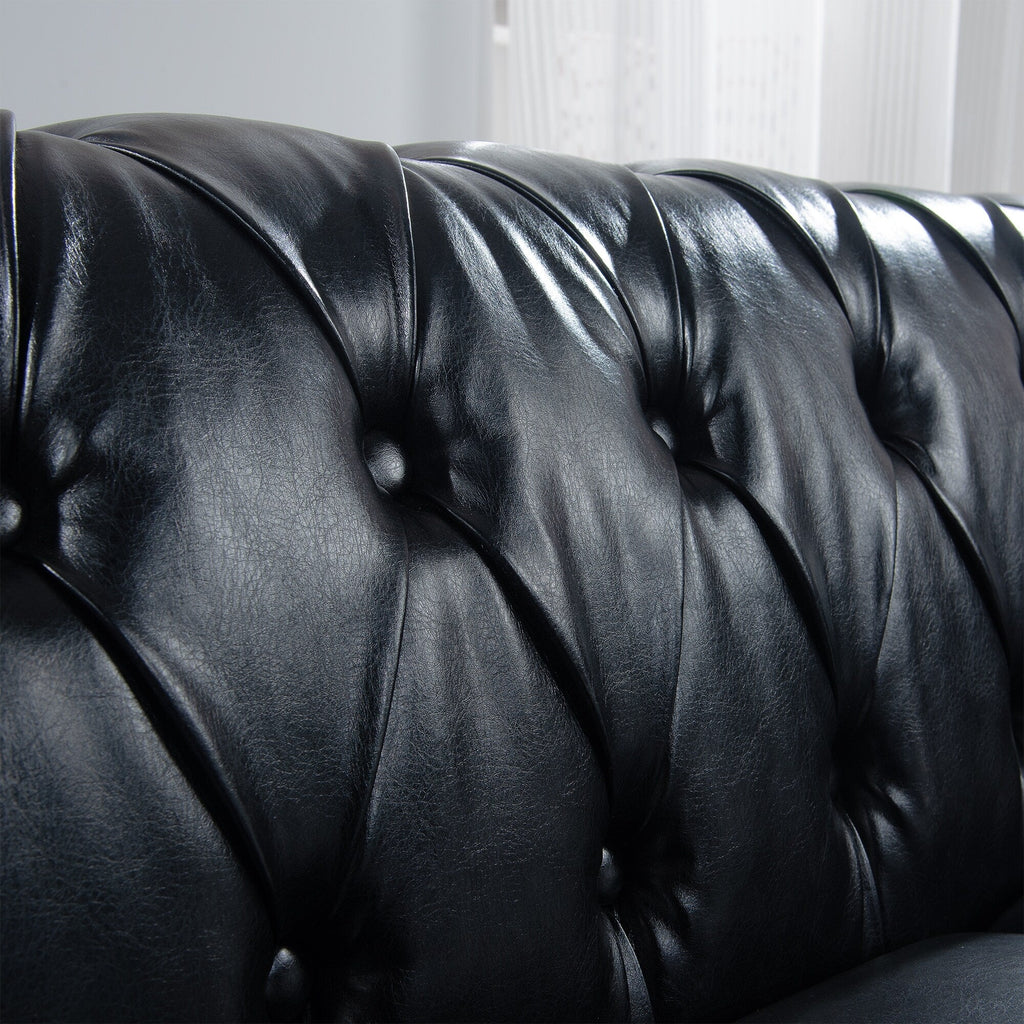 Canapé Chesterfield en similicuir avec accoudoirs roulés (3 places)