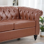 Canapé Chesterfield en similicuir avec accoudoirs roulés (3 places)