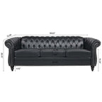 Canapé Chesterfield en similicuir avec accoudoirs roulés (3 places)