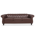 Canapé Chesterfield en similicuir avec accoudoirs roulés (3 places)