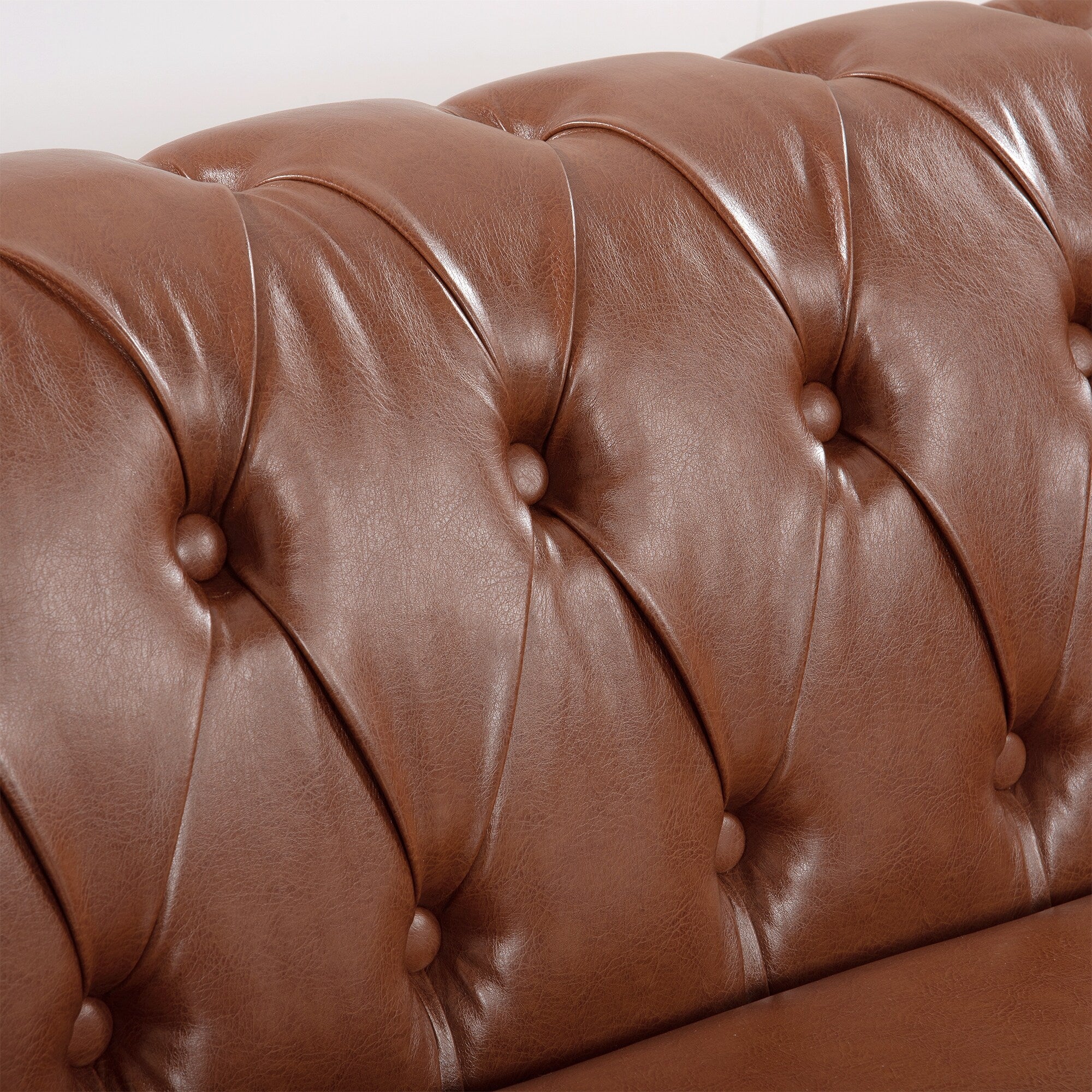 Canapé Chesterfield en similicuir avec accoudoirs roulés (3 places)