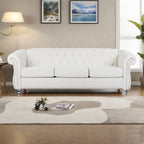 Canapé Chesterfield en polyester 84,65 avec accoudoirs roulés (3 places)