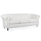 Canapé Chesterfield en polyester 84,65 avec accoudoirs roulés (3 places)