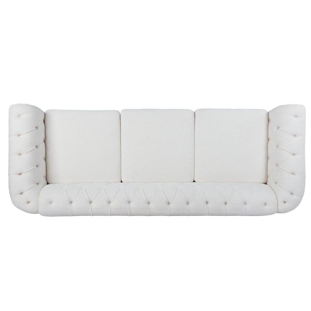 Canapé Chesterfield en polyester 84,65 avec accoudoirs roulés (3 places)