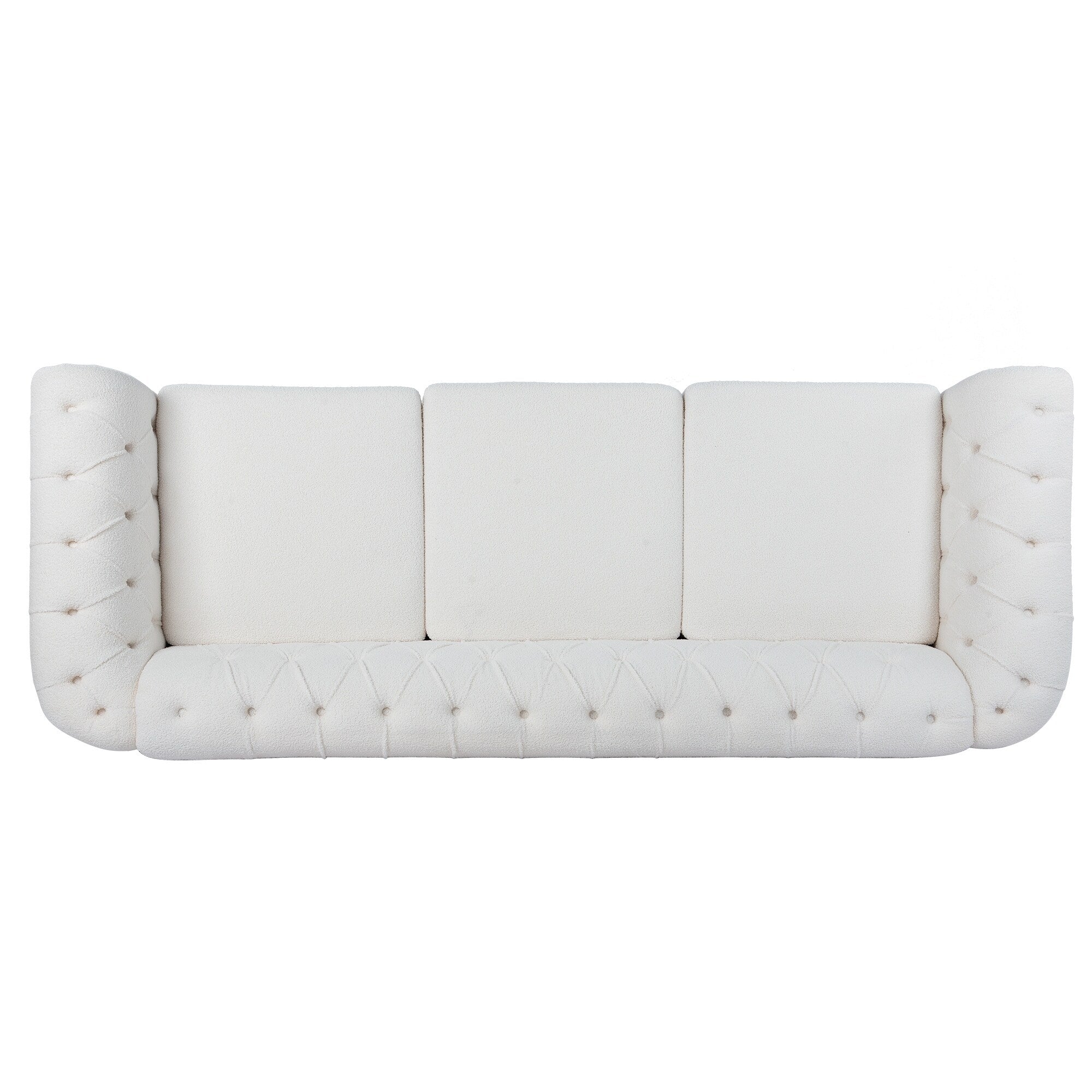Canapé Chesterfield en polyester 84,65 avec accoudoirs roulés (3 places)