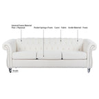 Canapé Chesterfield en polyester 84,65 avec accoudoirs roulés (3 places)
