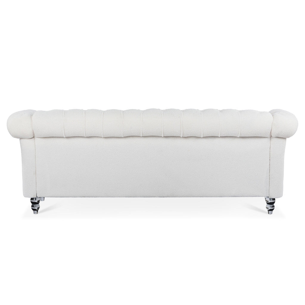 Canapé Chesterfield en polyester 84,65 avec accoudoirs roulés (3 places)