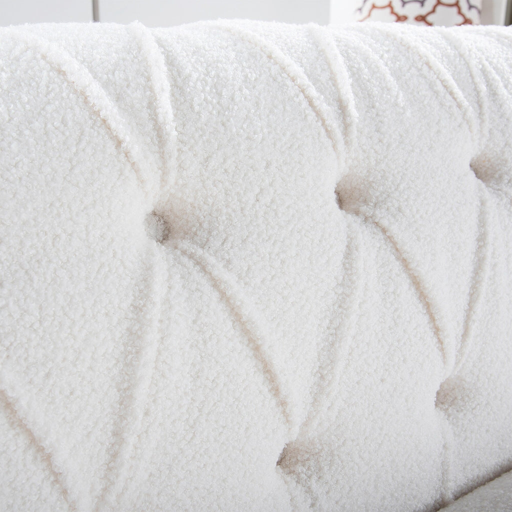 Canapé Chesterfield en polyester 84,65 avec accoudoirs roulés (3 places)