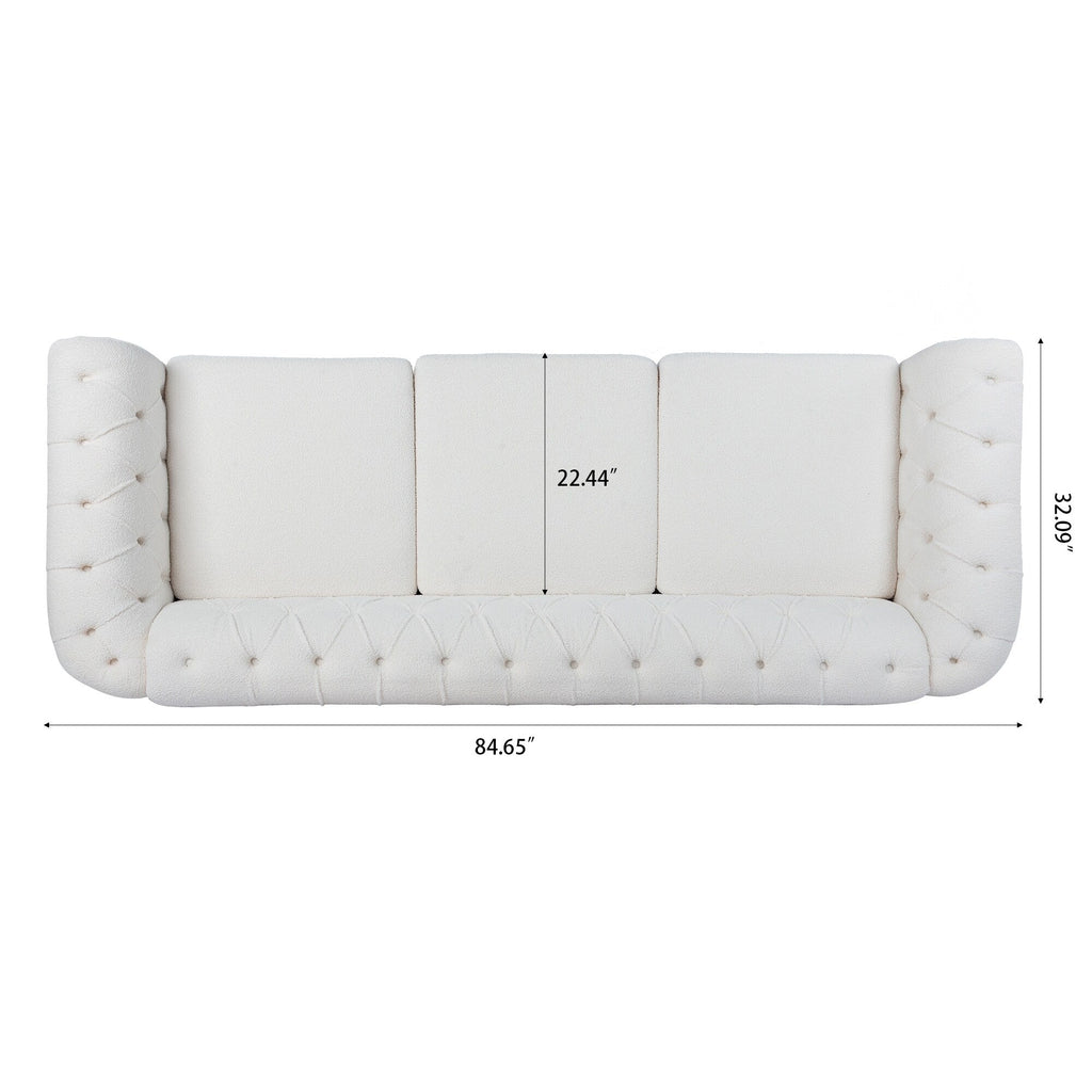 Canapé Chesterfield en polyester 84,65 avec accoudoirs roulés (3 places)
