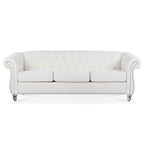 Canapé Chesterfield en polyester 84,65 avec accoudoirs roulés (3 places)