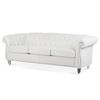 Canapé Chesterfield en polyester 84,65 avec accoudoirs roulés (3 places)