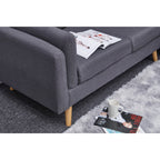 Canapé 3 places en L en lin de 84,6 pouces avec méridienne réversible, coussins à ressorts indépendants, structure en bois massif et accoudoirs doubles