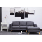 Canapé en L en lin de 84,6 po avec méridienne réversible