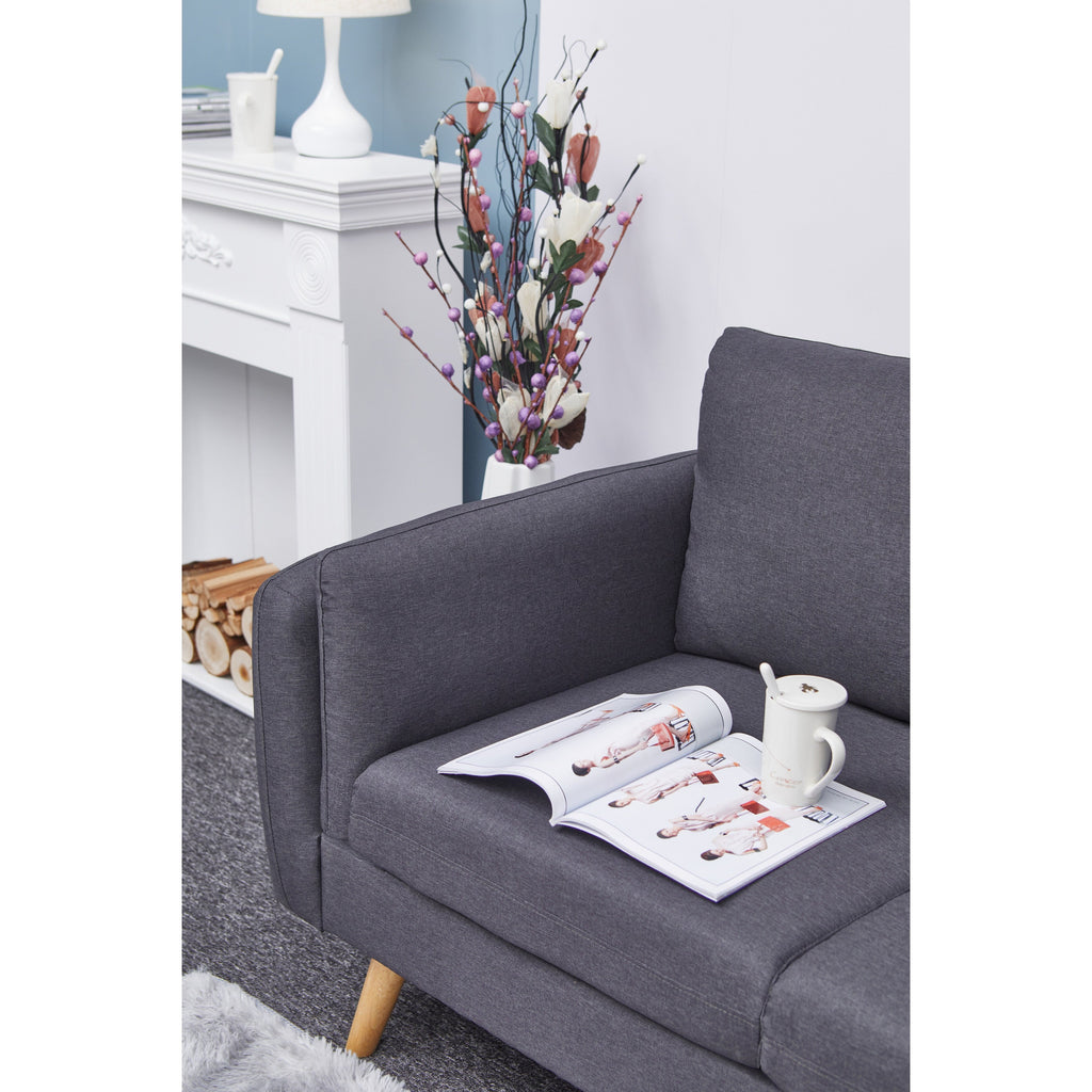 Canapé en L en lin de 84,6 po avec méridienne réversible