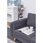 Canapé en L en lin de 84,6 po avec méridienne réversible