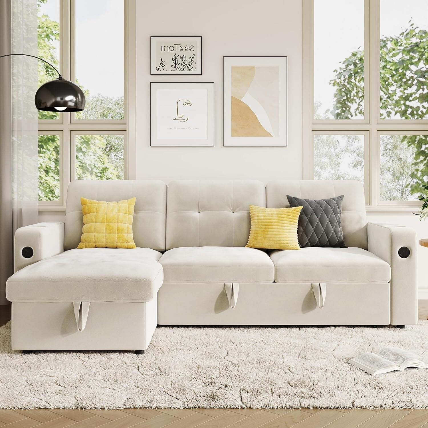 Canapé-lit 84 places, canapé-lit modulaire sectionnel Cloud avec rangement réversible