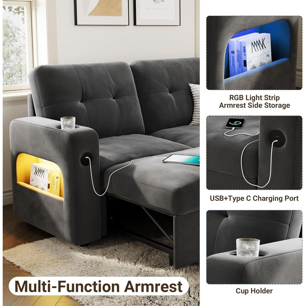 Canapé-lit 84 places, canapé-lit modulaire sectionnel Cloud avec rangement réversible