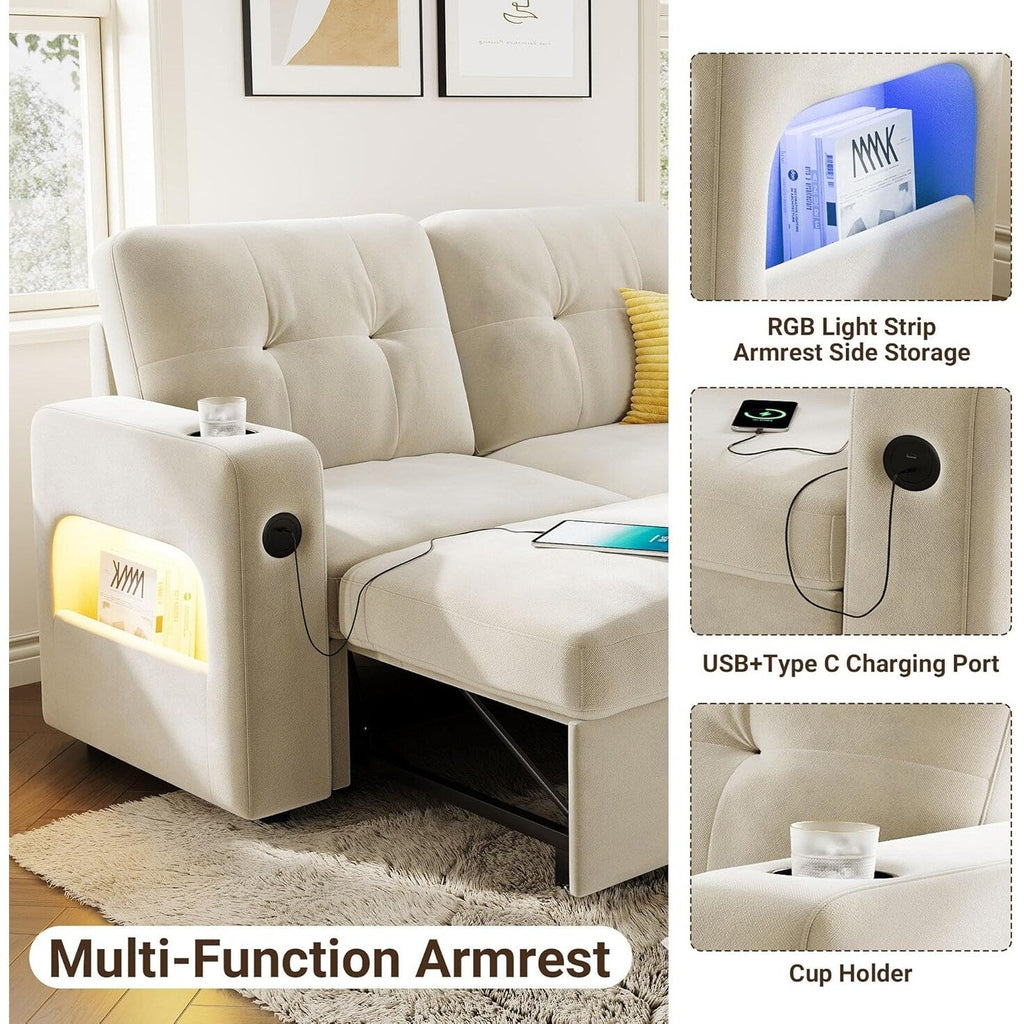 Canapé-lit 84 places, canapé-lit modulaire sectionnel Cloud avec rangement réversible